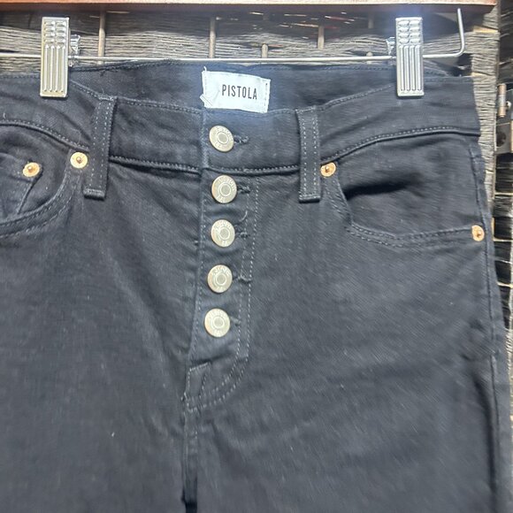 Pistola Front Buttoned Black Denim Jeans Size 26 - Picture 2 of 6